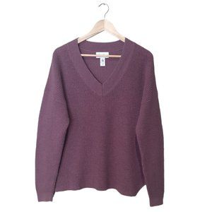 Kersh Women's Size Large Merino Sweater  Pullover V-Neck in Purple